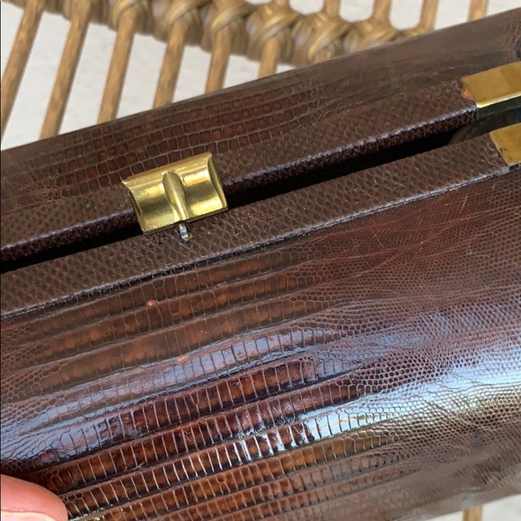 Vintage Brown Leather Snake Clutch - Picture 6 of 11